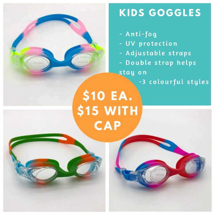 Kids goggles in three colourways